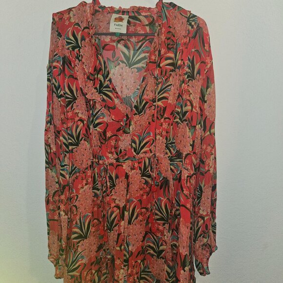 FARM RIO Red pineapple bloom v neck mini dress *flawed* - Picture 11 of 12